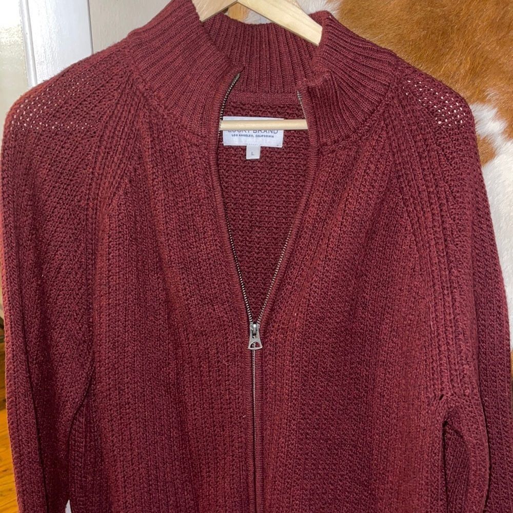 Lucky Brand Maroon Zip Up Sweater